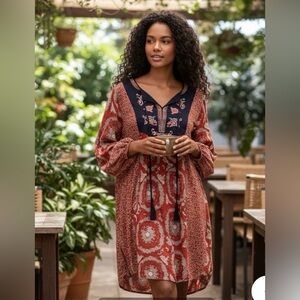 Altar'd State Red and Navy Boho Dress